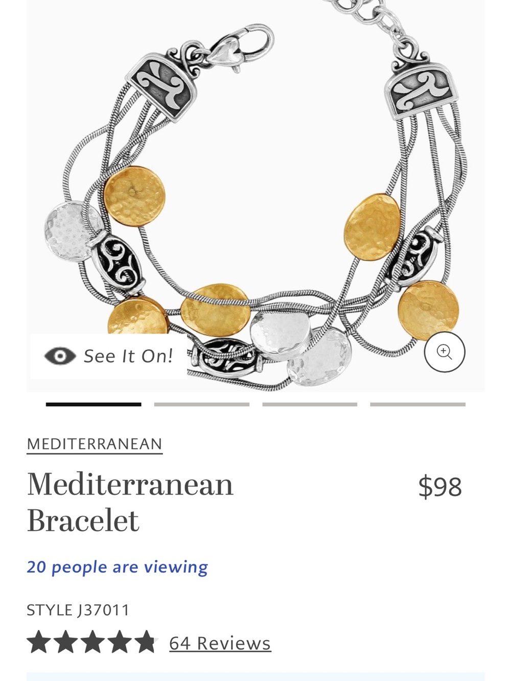 Brighton Mediterranean Bracelet Two-Tone Gold & Silver Multi-Strand Bracelet